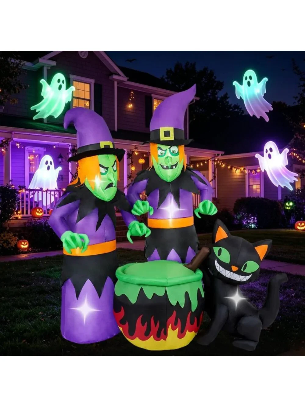 6FT Halloween Inflatable Outdoor Decoration - Blow Up Witch Yard Decor